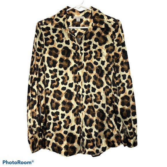 Topshop Tops - Topshop Leopard Print Button Down Shirt